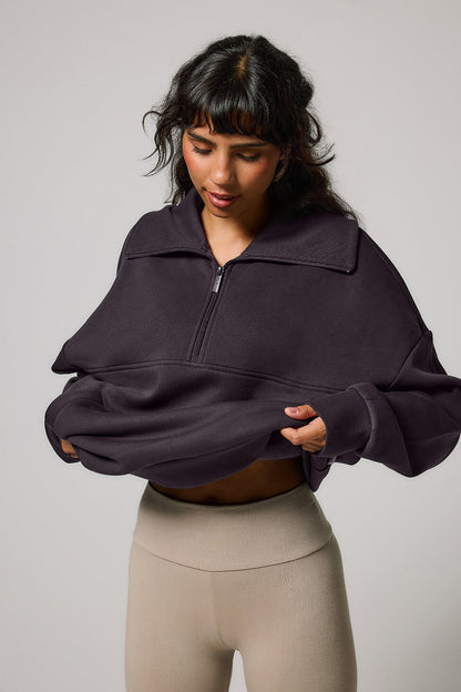 TerraFleece Organic AllSeason Oversized Quarter-Zip Sweatshirt - Shadow Grey
