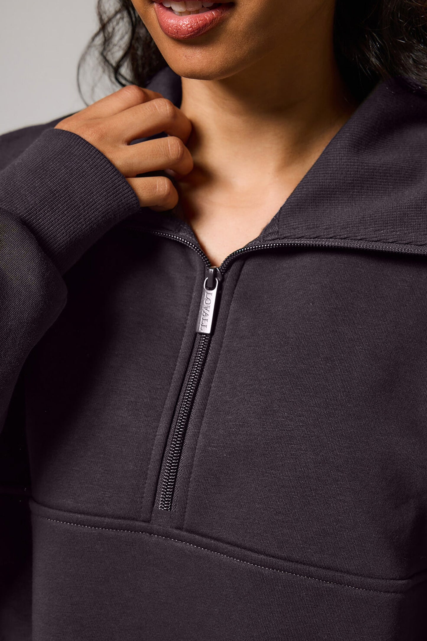 TerraFleece Organic AllSeason Oversized Quarter-Zip Sweatshirt - Shadow Grey