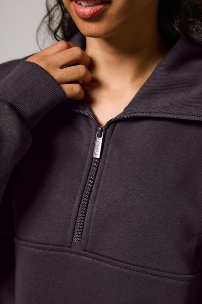 TerraFleece Organic AllSeason Oversized Quarter-Zip Sweatshirt - Shadow Grey