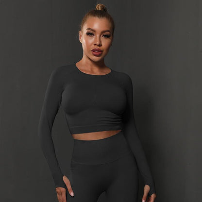 Seamless Knitted Solid Color Peach Tight Top