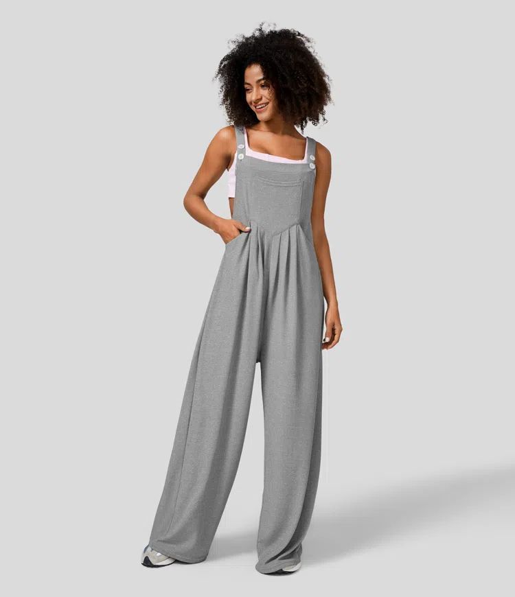 LuxeLoft WaffleWeave Suspender Jumpsuit for Women