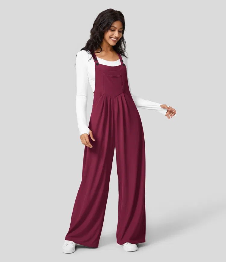 LuxeLoft WaffleWeave Suspender Jumpsuit for Women