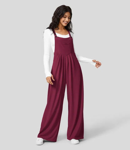 LuxeLoft WaffleWeave Suspender Jumpsuit for Women