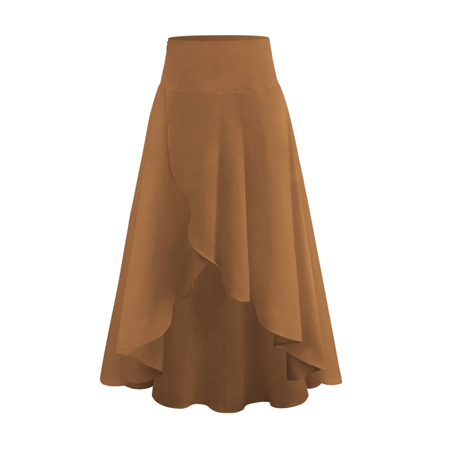 High-grade Irregular Half-length Pure Color Ruffles High Waist Skirt