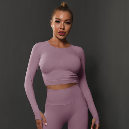 Seamless Knitted Solid Color Peach Tight Top