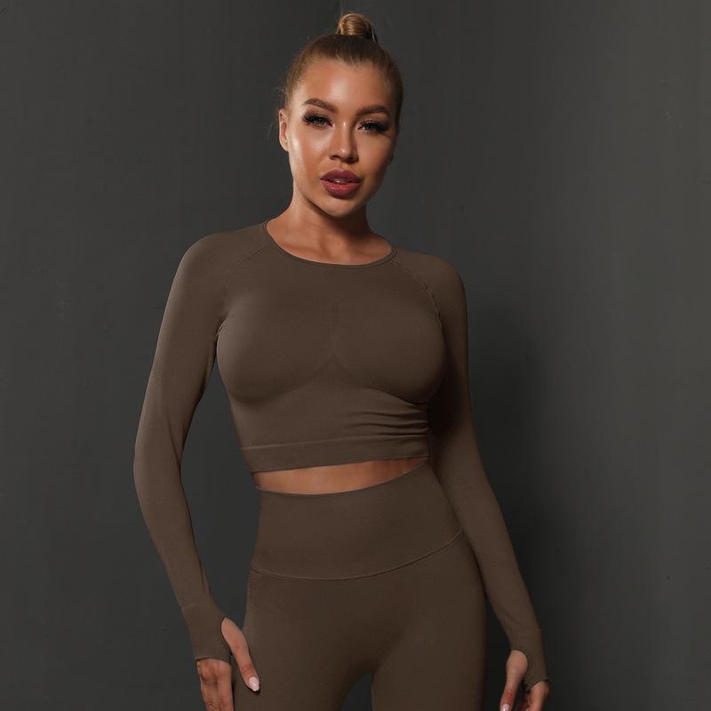 Seamless Knitted Solid Color Peach Tight Top