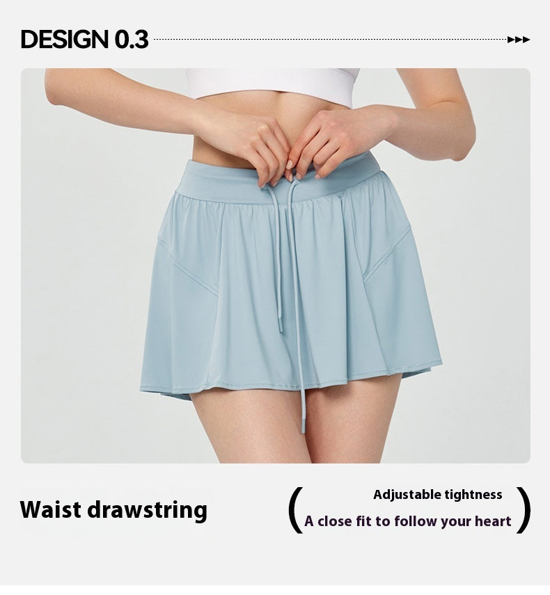 Ice-sensitive UV Protection Yoga Skirts Fake Two-piece Anti-exposure Sports All-match