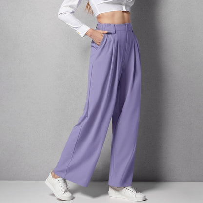 High Waist Straight Loose-fit Tappered Trousers Casual Simple