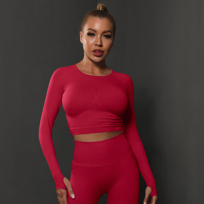 Seamless Knitted Solid Color Peach Tight Top