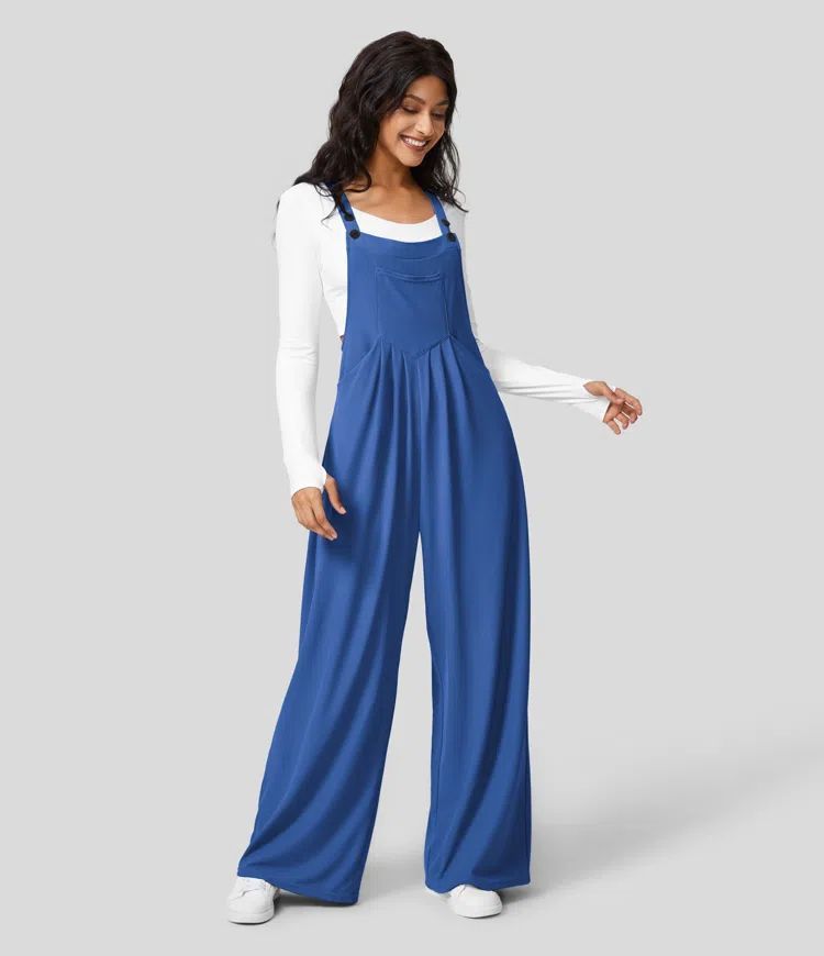 LuxeLoft WaffleWeave Suspender Jumpsuit for Women