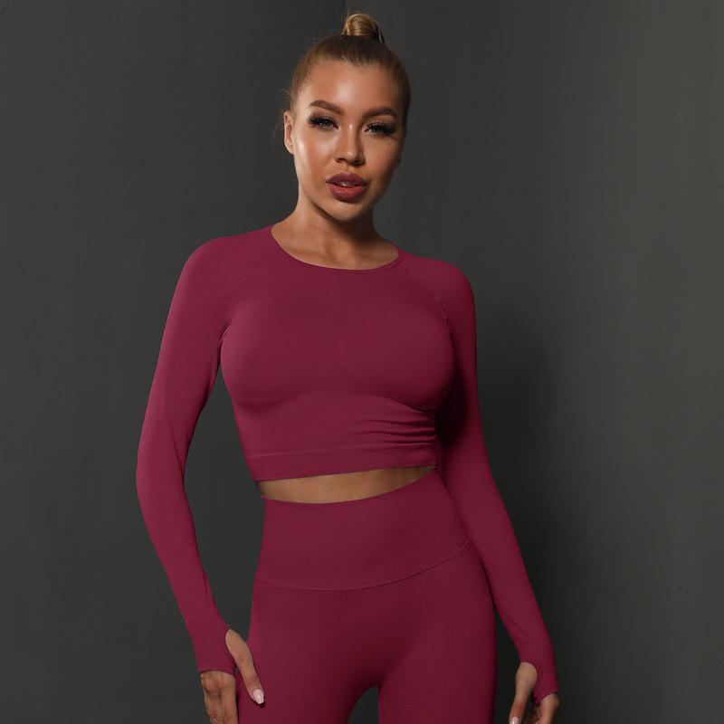 Seamless Knitted Solid Color Peach Tight Top