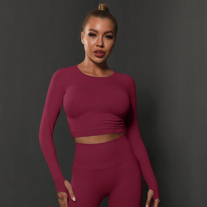 Seamless Knitted Solid Color Peach Tight Top
