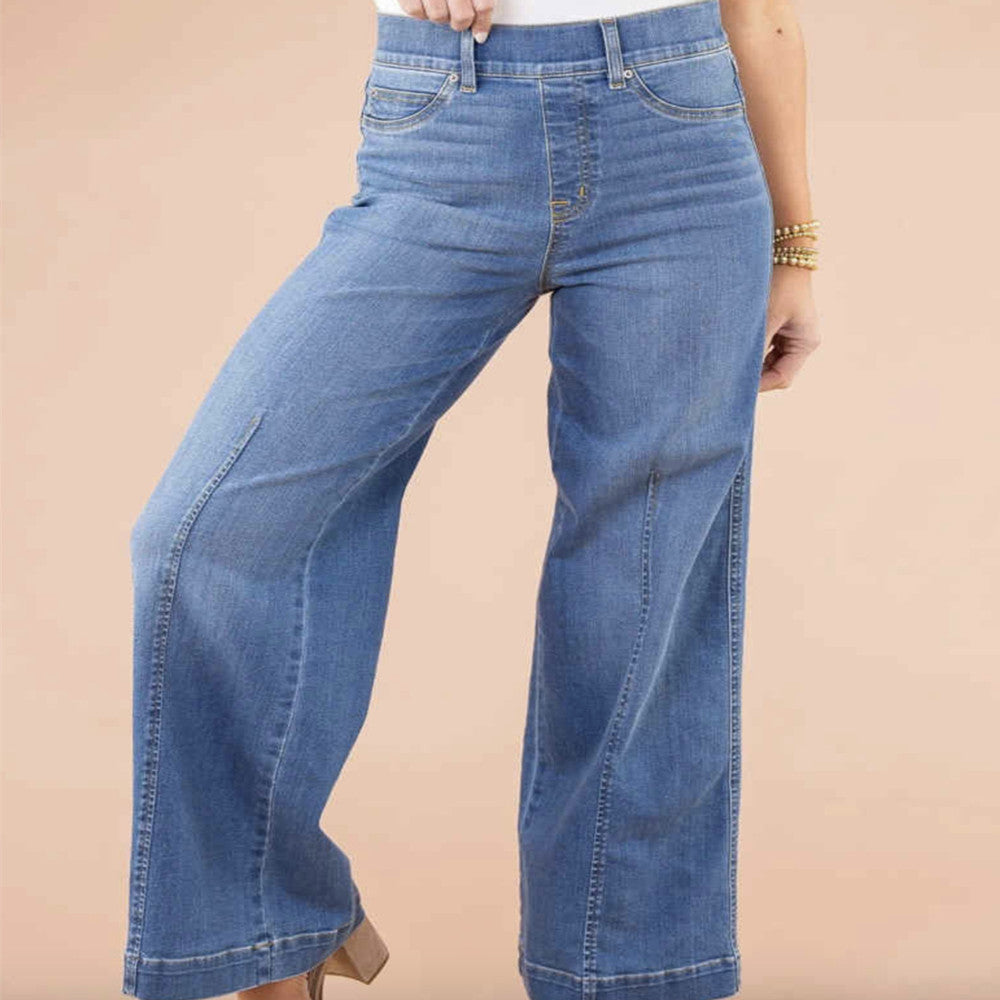 RetroGlow ThermaLuxe High-Waist Wide-Leg Jeans for Women