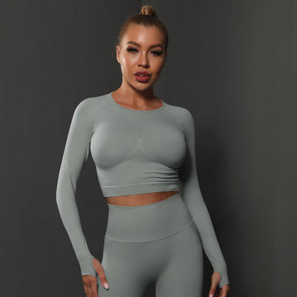Seamless Knitted Solid Color Peach Tight Top