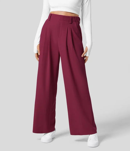 High Waist Straight Loose-fit Tappered Trousers Casual Simple